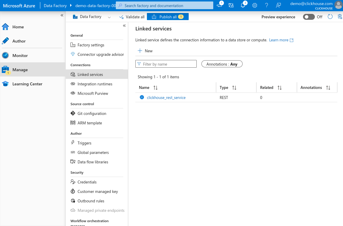 Linked Services List