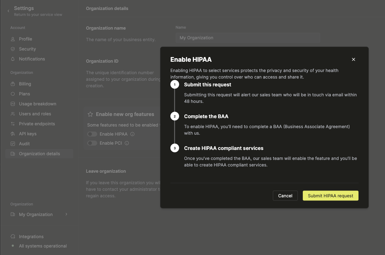 Submit a BAA request